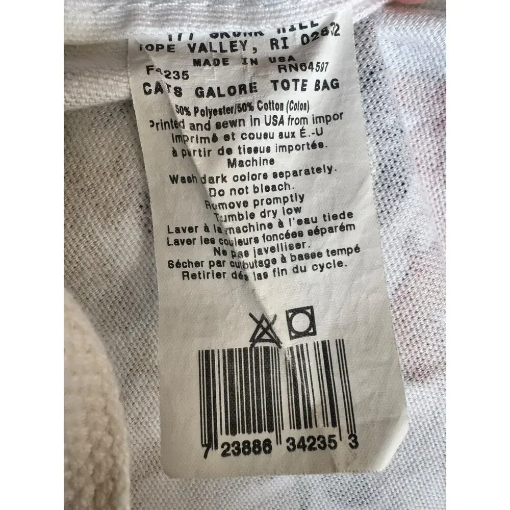 Vintage Y2K Deb Strain Cats Galore Tote Bag Cat Lady Cottagecore Made in USA